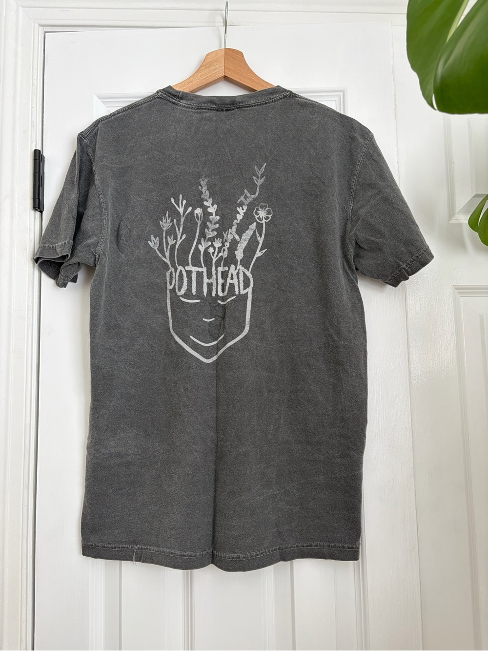 Cotton Graphic Tee with Pothead Flower Vase Design